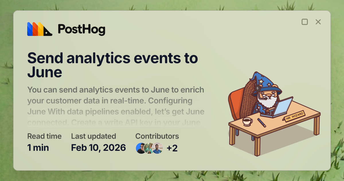 Send analytics events to June - Docs - PostHog