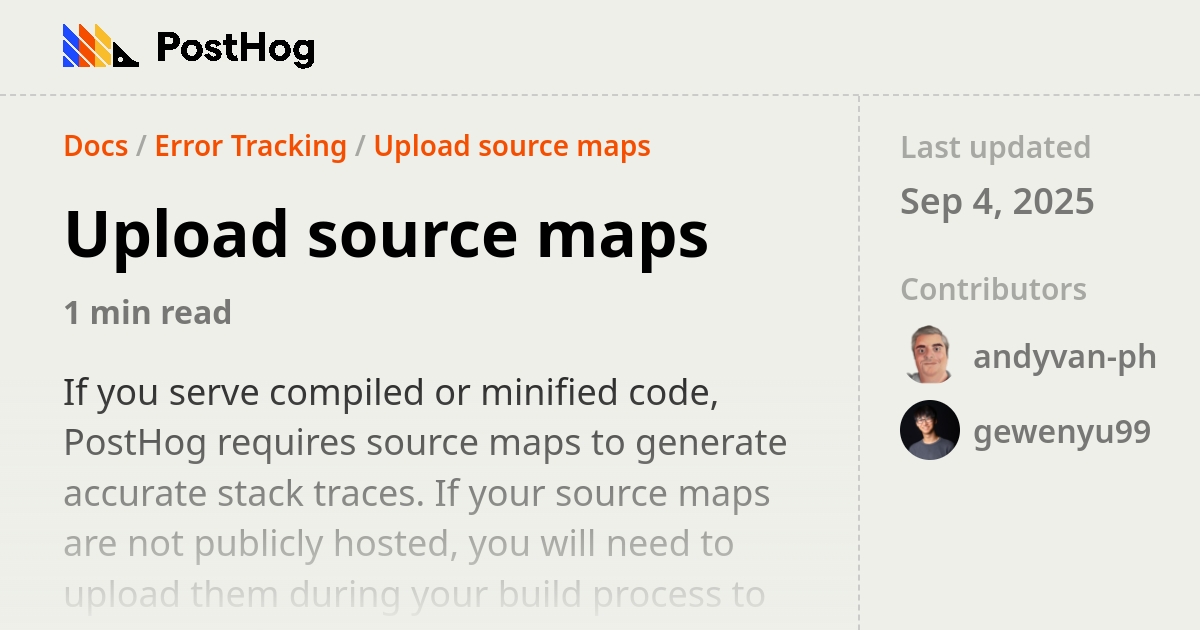 Upload source maps - Docs - PostHog