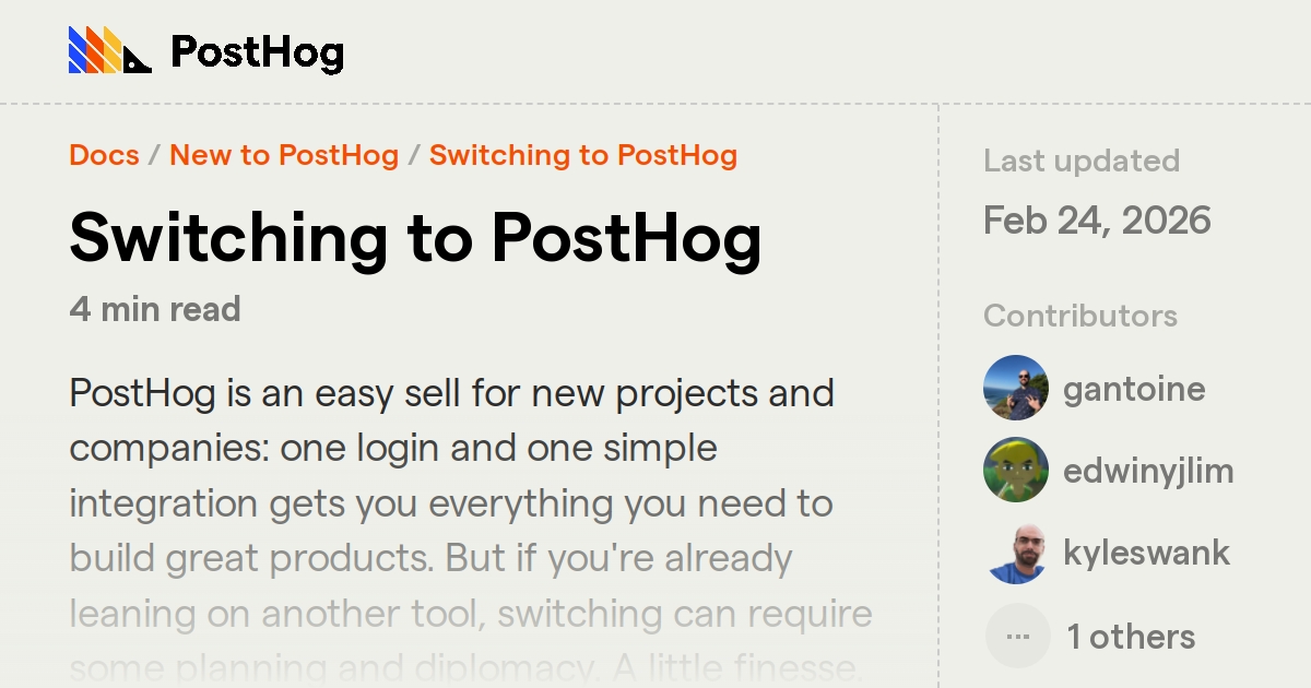 Switching to PostHog - Docs - PostHog