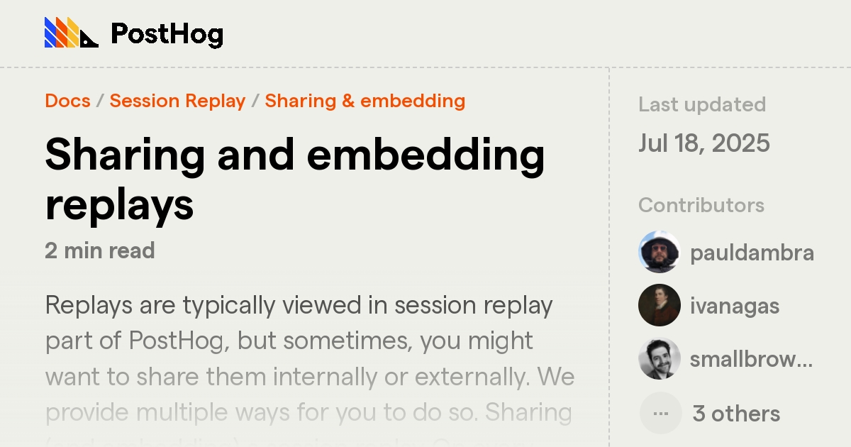 Sharing and embedding replays - Docs - PostHog