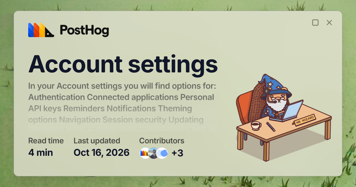 Account settings - Docs - PostHog