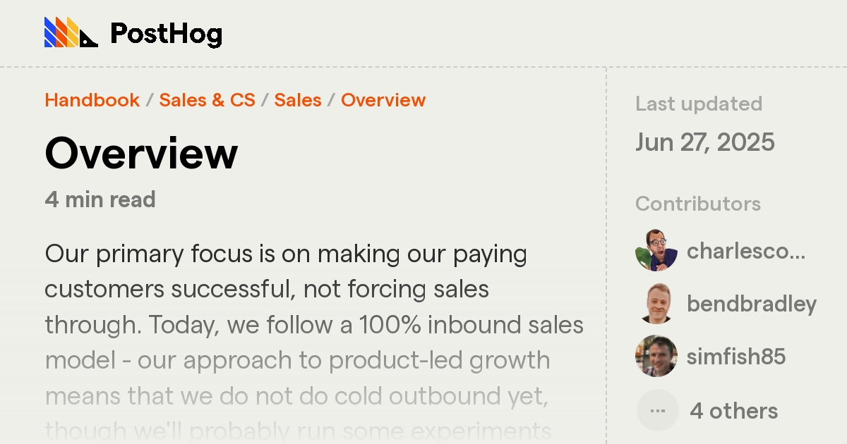 Thumbnail of Overview - Handbook - PostHog